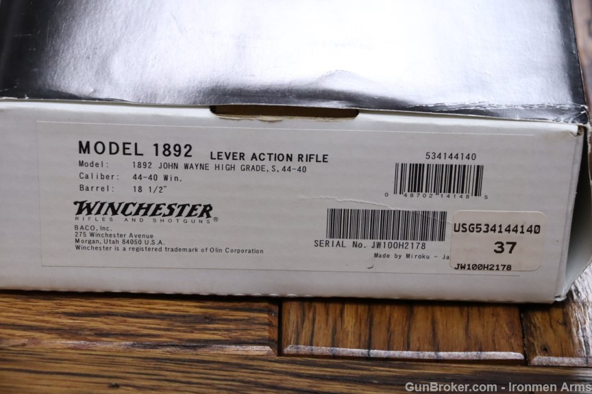 Winchester John Wayne 1892 High Grade Carbine in Box Mint 44-40 WCF -img-6