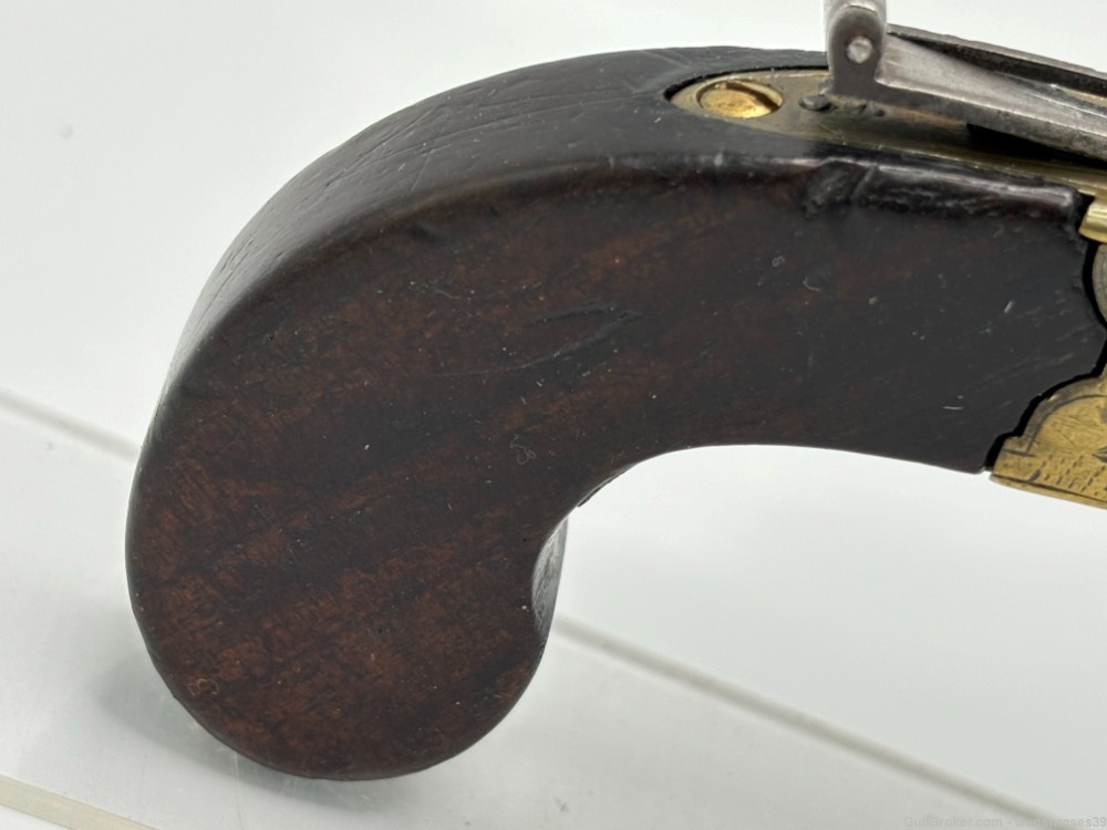Rare Antique 1780’s English Brass frame Boxlock Flintlock pocket pistol-img-8
