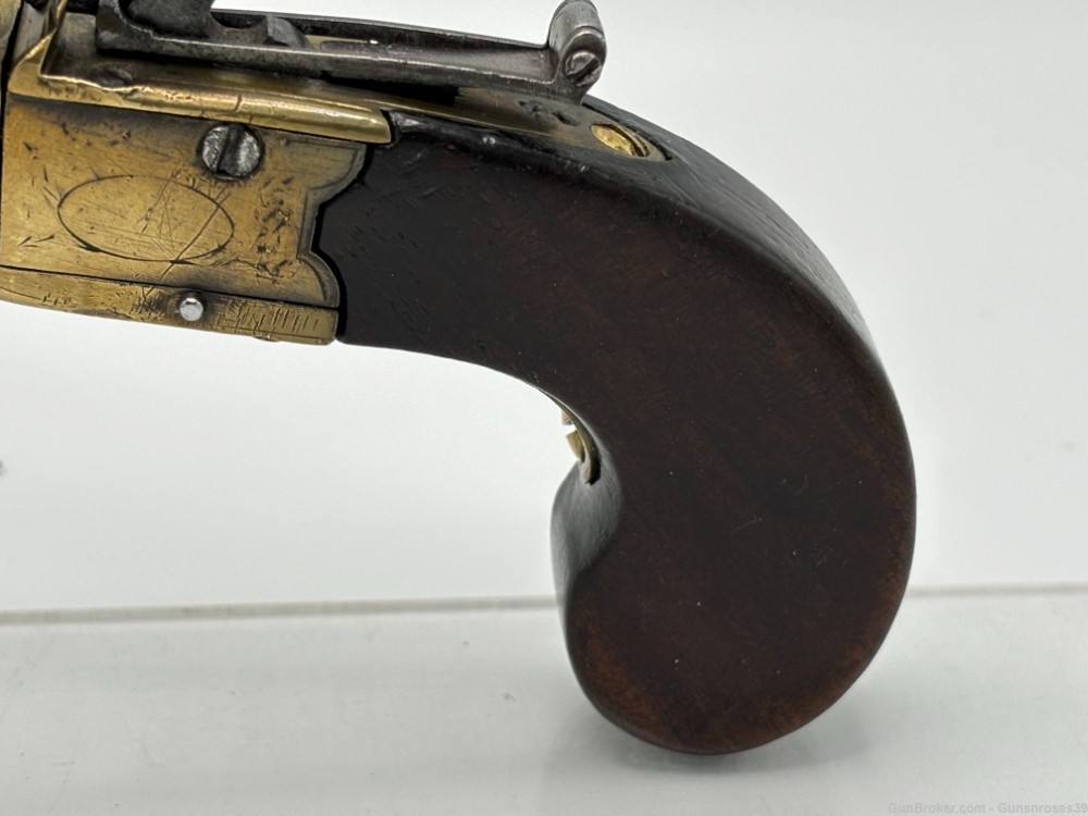 Rare Antique 1780’s English Brass frame Boxlock Flintlock pocket pistol-img-3