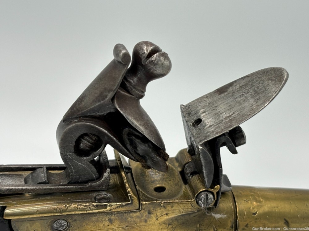 Rare Antique 1780’s English Brass frame Boxlock Flintlock pocket pistol-img-10