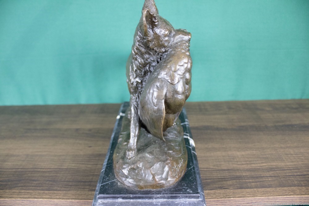Emile Truffot Poacher Fox & Pheasant Bronze Statue-img-3