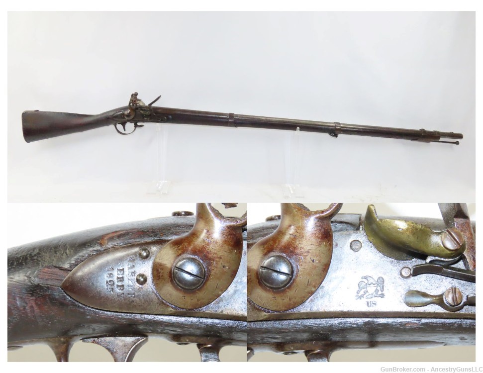 1825 DATED Antique U.S. HARPERS FERRY ARSENAL Model 1816 FLINTLOCK Musket  -img-0
