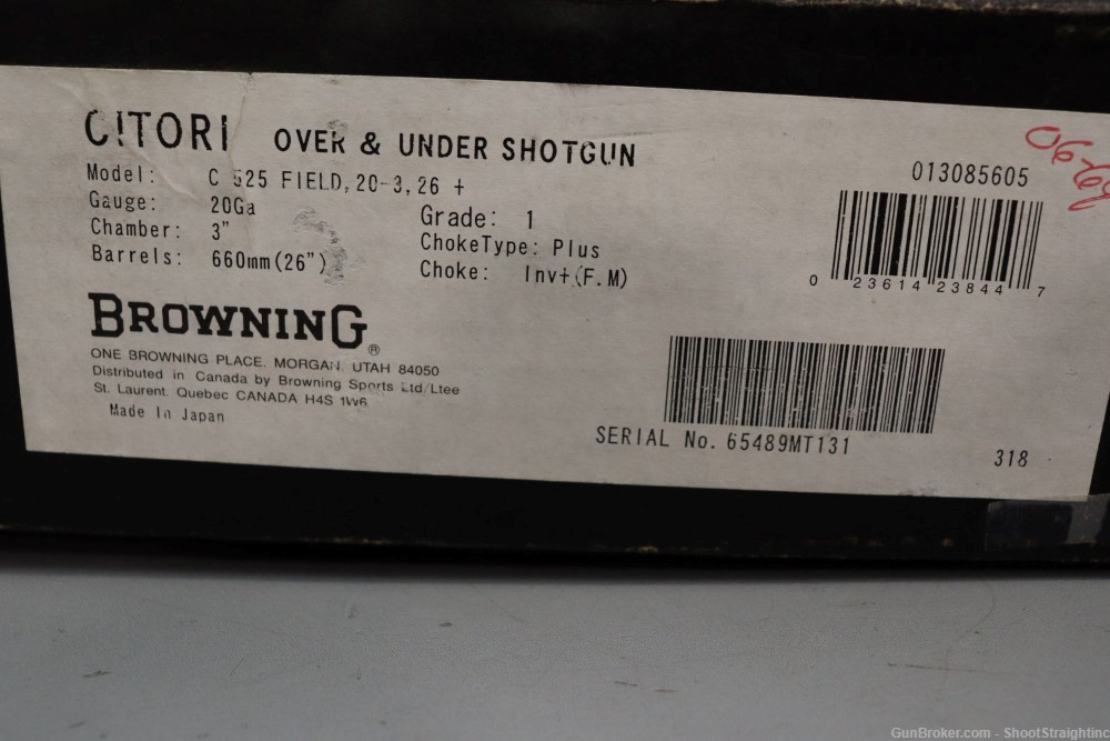 Browning Citori 525 Field 20GA 26" w/box-img-24