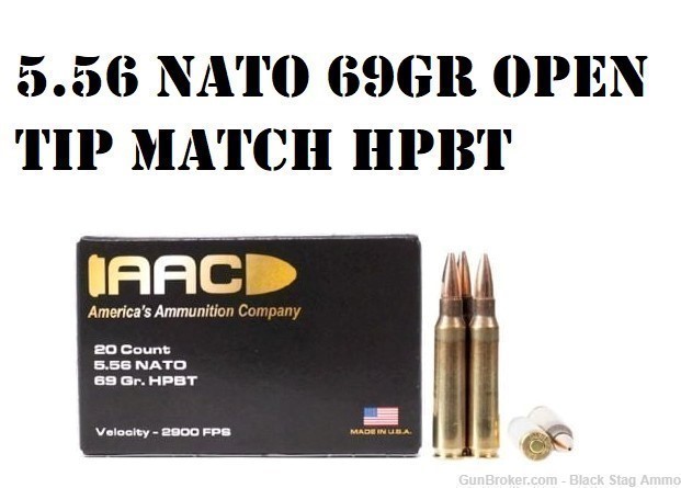 AAC 5.56 223 NATO 69gr otm BTHP hollowpoint 556 OTM match hp hollow point-img-0