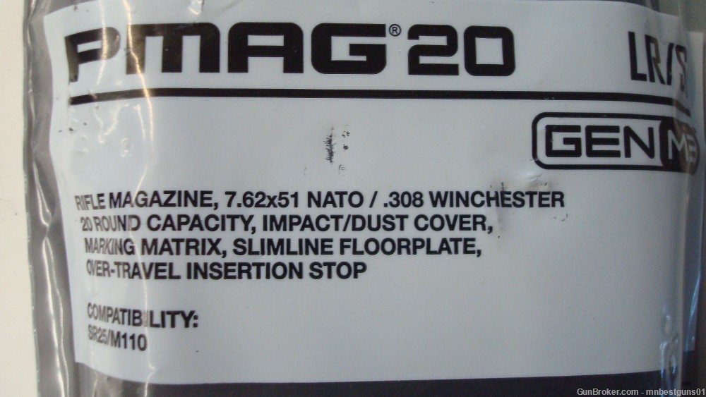 MAGPUL PMAG 20 LR/SR MAG291-BLK .308 Win & 7.62x51 Shipping Included-img-1