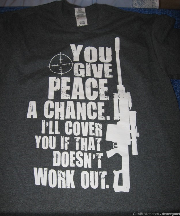 Give Peace A Chance Barrett 50 T-Shirt Men's Size Medium-img-0