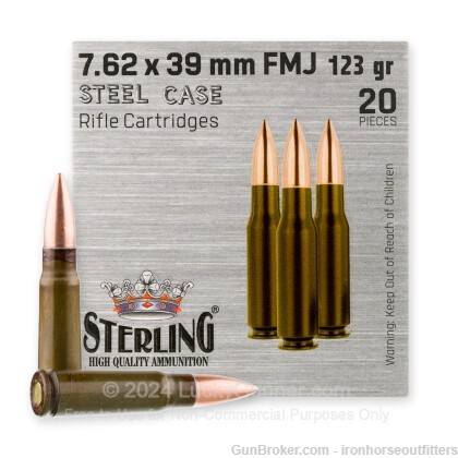 Sterling Ammunition 7.62x39mm 123 Grain FMJ 20 Rounds-img-0
