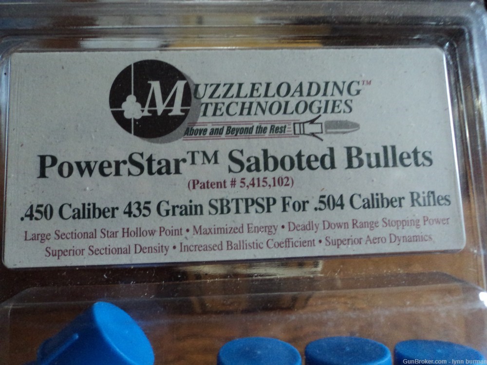 MuzzleLoading Technologies PowerStar Star saboted Bullets . 435 grain .504 -img-1