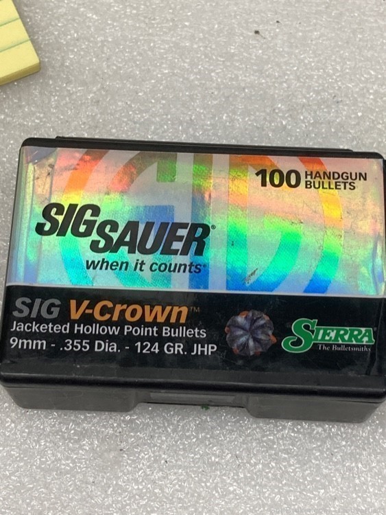 Sierra sig sauer 9mm 124gr JHP qty 100 pistol bullets #9924-img-0
