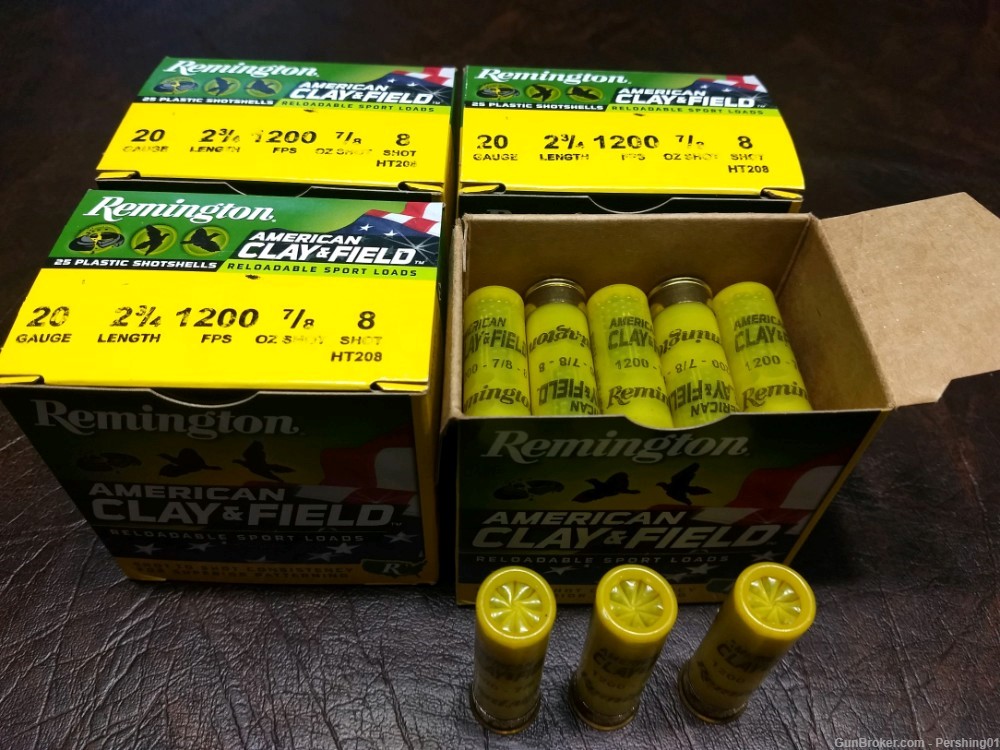 "REDUCED" 20 GAUGE 2 3/4" REMINGTON AMERICAN CLAY & FIELD 8 SHOT 100 RDS-img-0