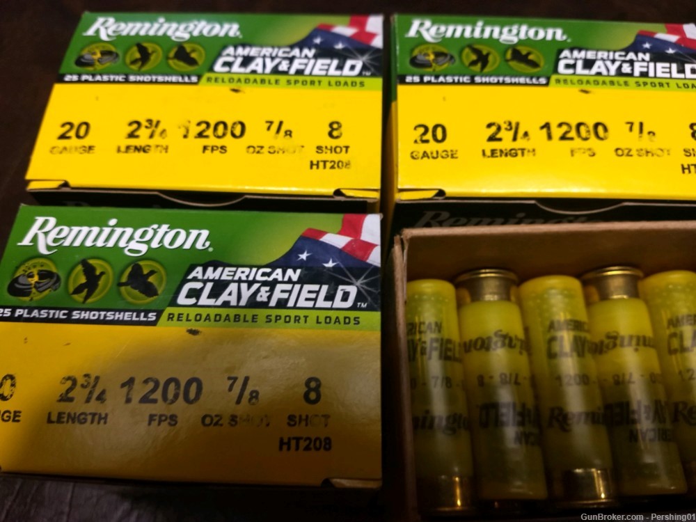 "REDUCED" 20 GAUGE 2 3/4" REMINGTON AMERICAN CLAY & FIELD 8 SHOT 100 RDS-img-1