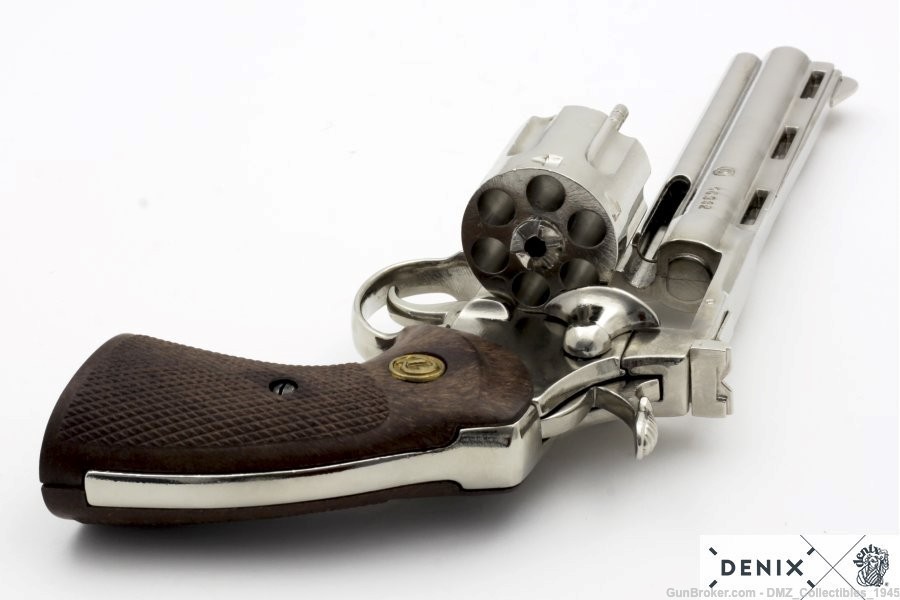 1950s  Python Police .357 Magnum Nickel Non Firing Replica Revolver Pistol-img-5