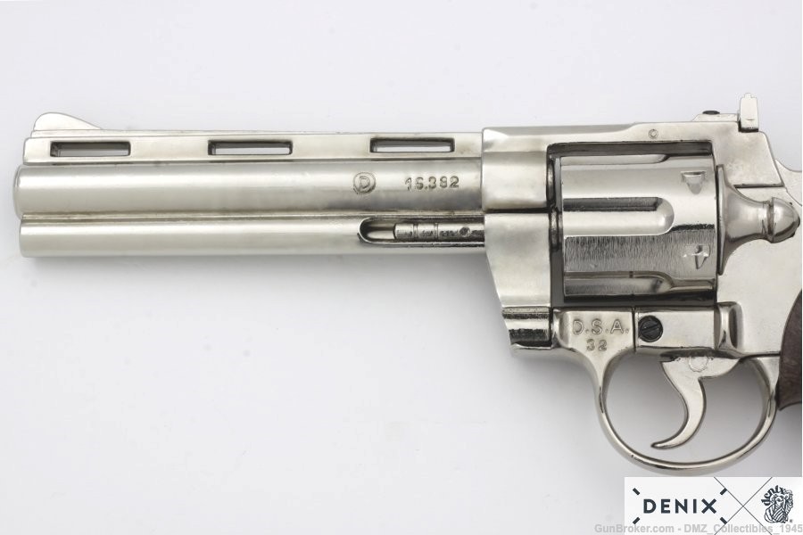 1950s  Python Police .357 Magnum Nickel Non Firing Replica Revolver Pistol-img-7