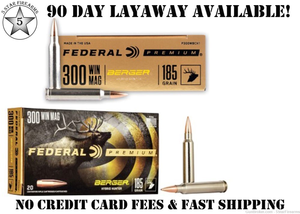 FEDERAL Premium 300 Win Mag 185gr 100 rounds 5 Boxes-img-0
