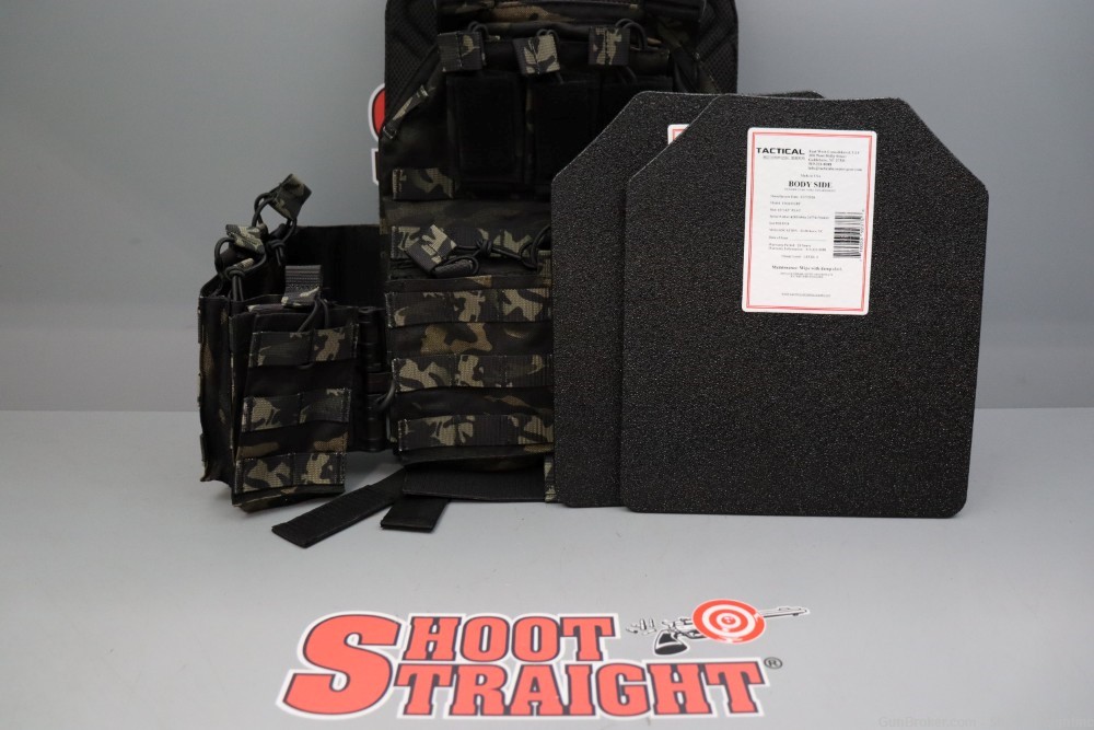 Multicam Black Plate Carrier w/ Steel lvl III Plates & Pouches-img-0