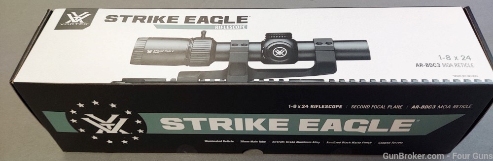 Vortex Strike Eagle 1-8x24mm 30mm Scope illum AR-BDC3 MOA Reticle SE-1824-2-img-1