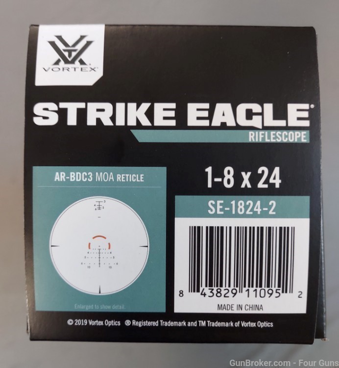 Vortex Strike Eagle 1-8x24mm 30mm Scope illum AR-BDC3 MOA Reticle SE-1824-2-img-5