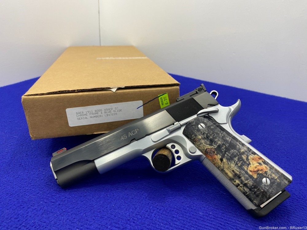 Les Baer 1911 Boss .45 ACP Chrome/Blue 5" *TRIBUTE TO THE 1970s MUSCLE CAR*-img-2