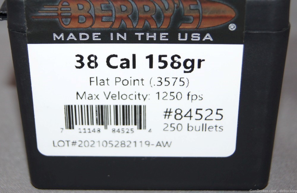 250 BERRY'S FLAT POINT 158 GR 38 CAL BULLETS # 84525-img-0