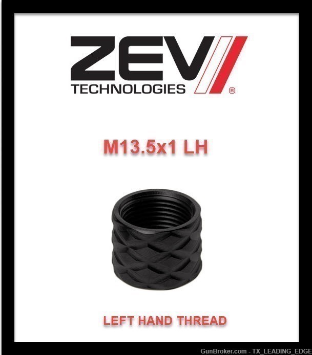 Zev TECHNOLOGY STAINLESS BLACK TIP Protector M13.5x1 LH REVERSE Thread 9mm -img-0