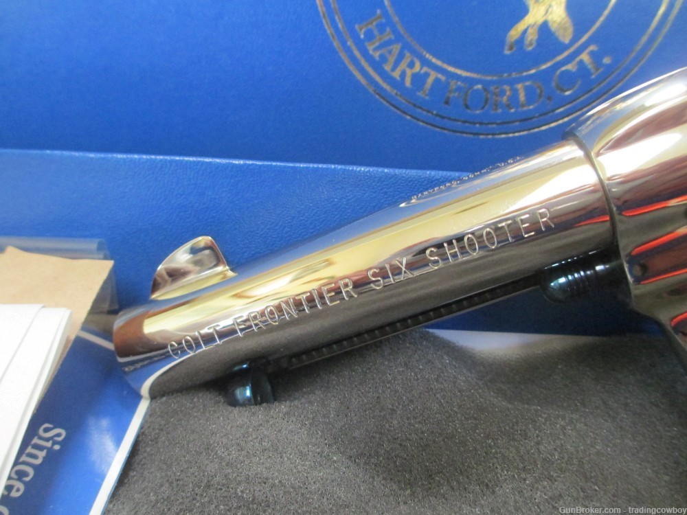 COLT SAA 4" NICKEL FRONTIER SIX SHOOTER IN 44-40 WITH EJECTOR ROD HOUSING-img-7