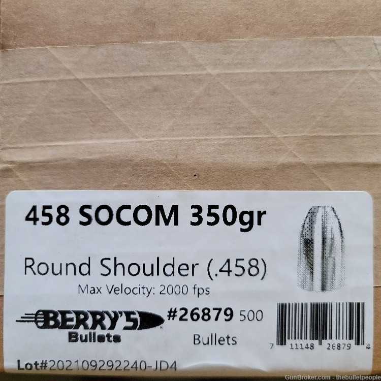 Berrys 458 Socom 350gr RS Plated Bullets 500 Count-img-0