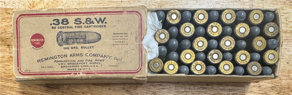 44 RD REMINGTON UMC 38 S&W 146GR LEAD AMMO .38S&W RARE WITH BOX MADE IN USA-img-0