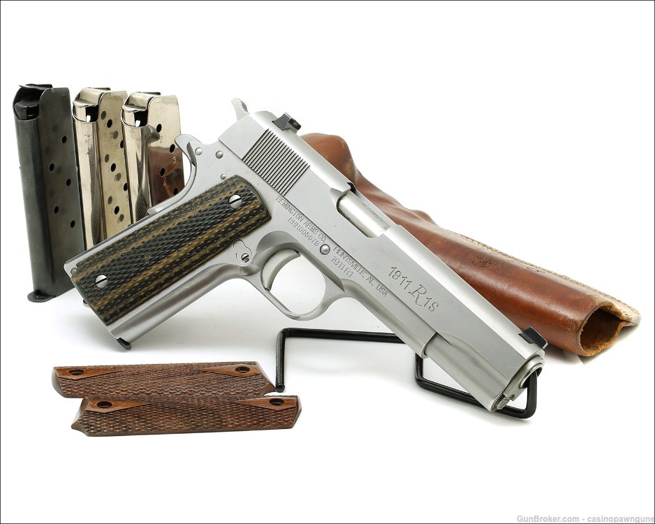 REMINGTON 1911 R1S Stainless .45 ACP Full Size Pistol w/ 4 Mags & Holster-img-0