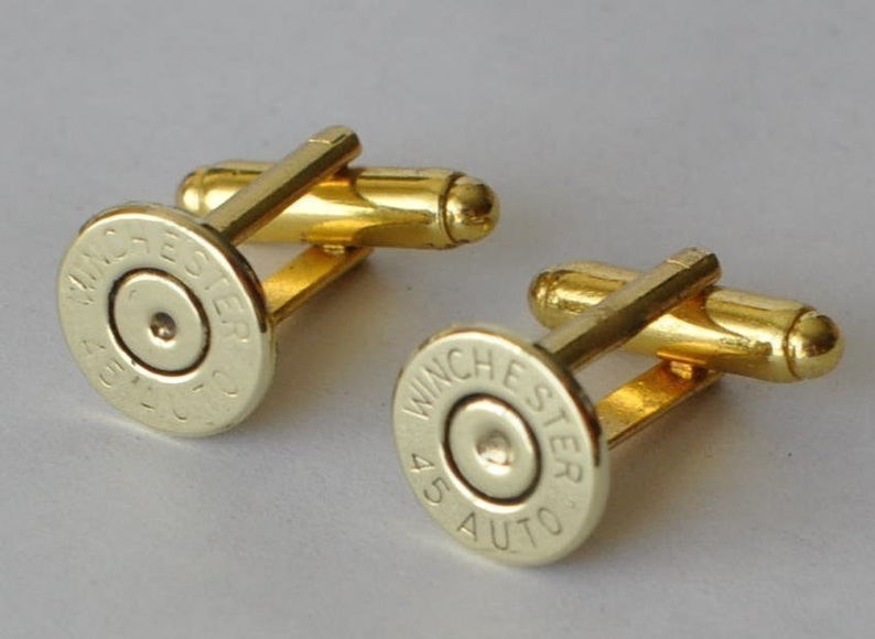 Winchester 45 Auto 1911 Brass Bullet Casing Cufflinks Custom Made-img-0