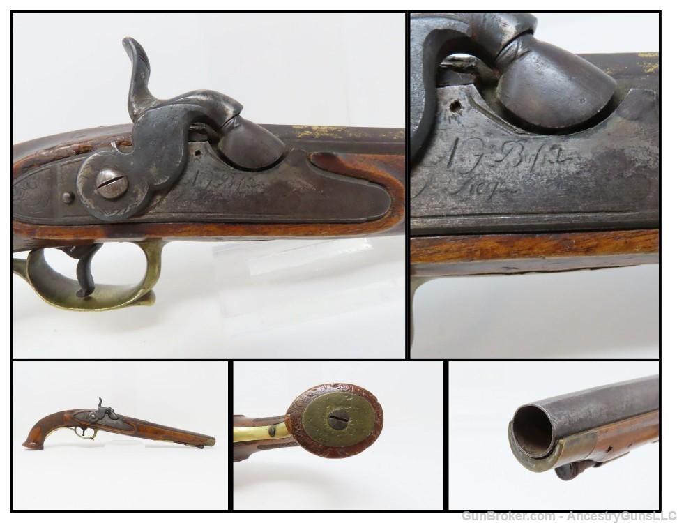 Circa 1720s DUTCH Pistol by NICOLAS JAMPSIN BOSSET A LIEGE .62 Cal Antique-img-0