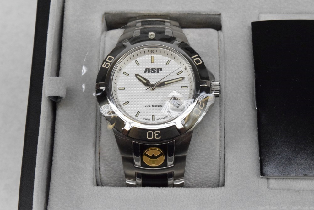 NEW IN BOX - ASP WATCH INVESTIGATOR WHITE FACE S/S - WAREHOUSE FIND -img-1