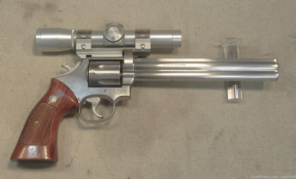 Smith & Wesson 686 DA .357MAG 6RD STS Revolver 8 3/8"  Walnut W/Scope 2X-img-0