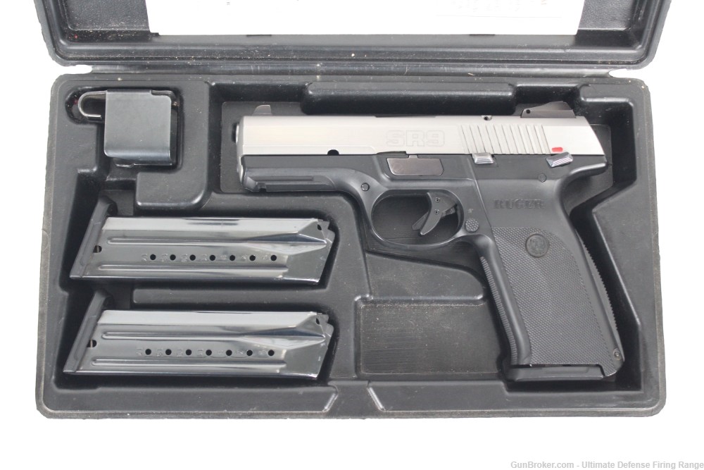 Excellent Ruger SR9 Stainless / Black 9mm Pistol Box and (3) 17 Rd Mags-img-1