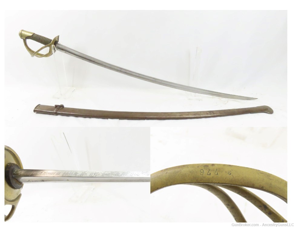 Antique FRENCH Military CHATELLERAULT Arsenal M1822 CAVALRY Saber SCABBARD -img-0