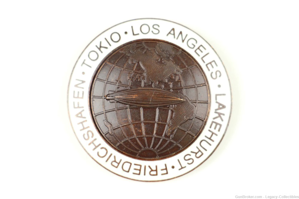Set of 2 WW2 German Graf Zeppelin Tour Badges: Tokio Los Angeles Lakehurst -img-2