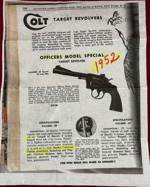 Colt - Officer's Model Special - .38 Spl. - 6" Barrel - 1952 - Target Grips-img-21