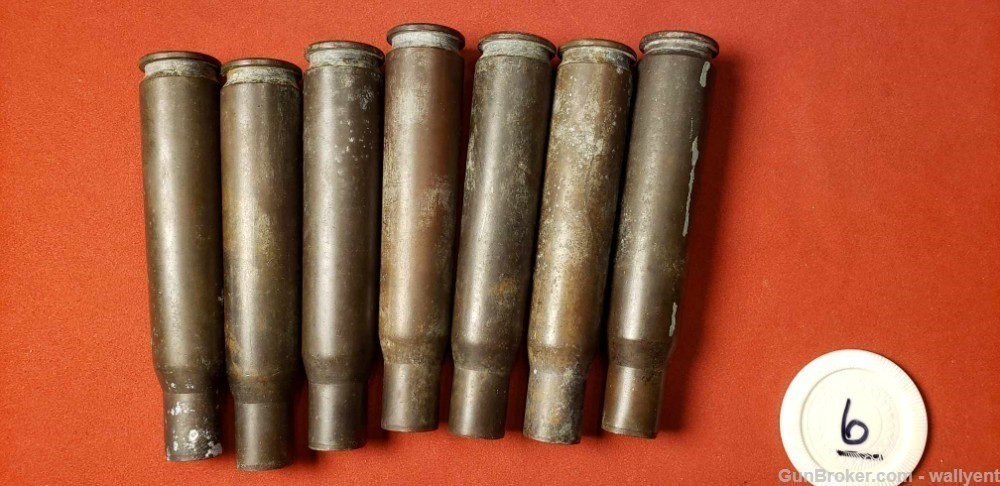 7 WW2 50BMG Brass Casings WWII Different Headstamps 50 Cal BMG B17 B24 #6-img-3