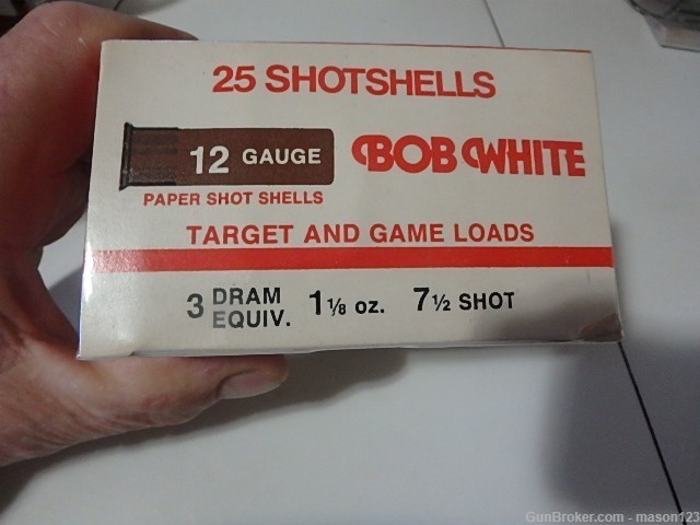 FULL REAL NEAT 12 GA BOB WHITE QUAIL BOX NO 7-1/2 SHOT-img-1