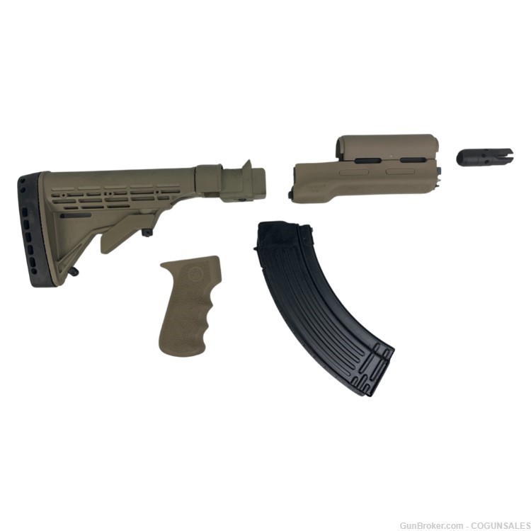 AK47 FDE Polymer Upgrade Kit Kicklite Stock + Hogue + 1 30 RD Bulgarian Mag-img-0