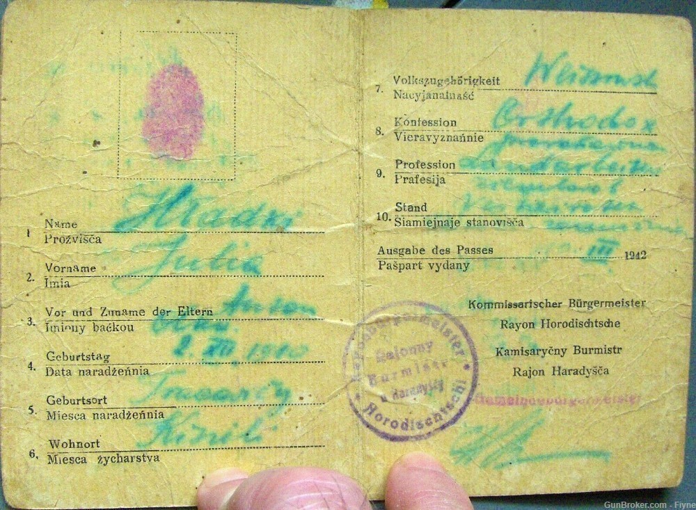 Belarus Original Booklet-ID issued by German occupation administration 1942-img-1
