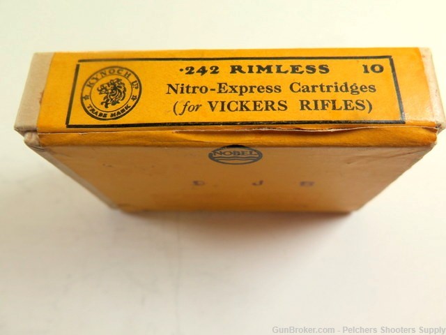 Vintage Rare Partial Box of .242 Rimless Kynoch Nitro Express Copper Point-img-2