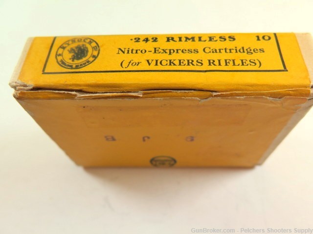 Vintage Rare Partial Box of .242 Rimless Kynoch Nitro Express Copper Point-img-3