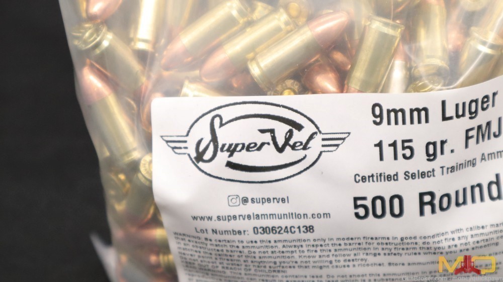 SuperVel 9mm Certified Select 115 Grain FMJ 500 Rounds!-img-2