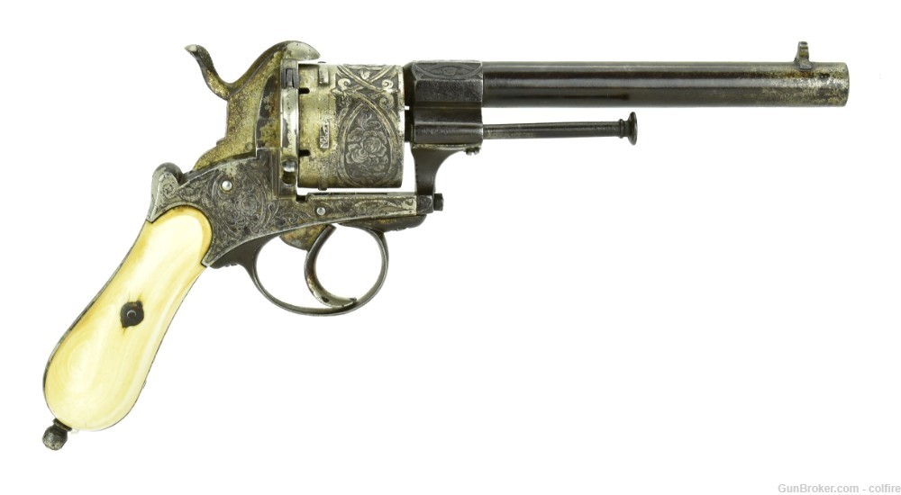 Engraved Belgian Pinfire Revolver (AH5402)-img-1
