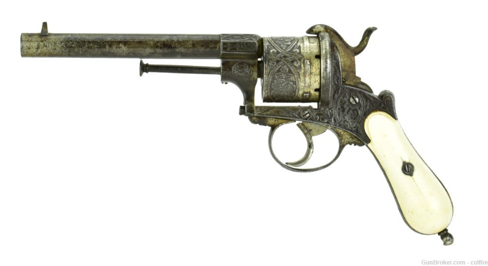 Engraved Belgian Pinfire Revolver (AH5402)-img-0