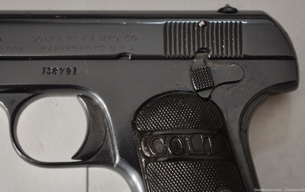 Colt 1903 Hammerless .32 Pocket Pistol c. 1912 Exc Cond re-blue-img-3