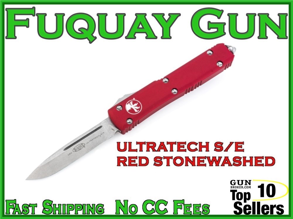 Microtech Ultratech OTF Knife S/E Red Stone Washed 121-10RD M390 STEEL RARE-img-0