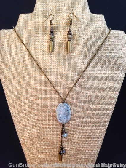 Bullets,Crystals & Bling Necklace & Earrings.Handmade-1 of 1. NE24*REDUCED*-img-0