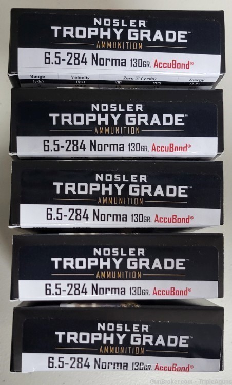 Nosler Trophy Grade 6.5-284 Norma 130gr Accubond lot of 100rds 60021-img-0