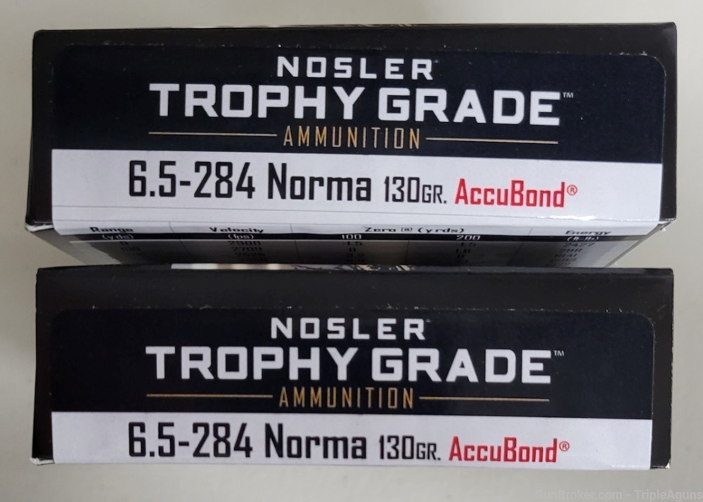 Nosler Trophy Grade 6.5-284 Norma 130gr Accubond lot of 40rds 60021-img-0